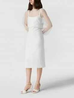 V.M. Cocktailkleid Mit Transparentem Oberteil - Offwhite