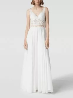 Mascara Brautkleid Mit Floraler Stickerei - Offwhite