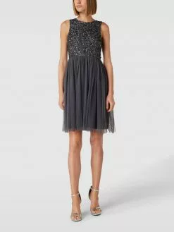 LACE & BEADS Cocktailkleid Mit Paillettenbesatz - Anthrazit