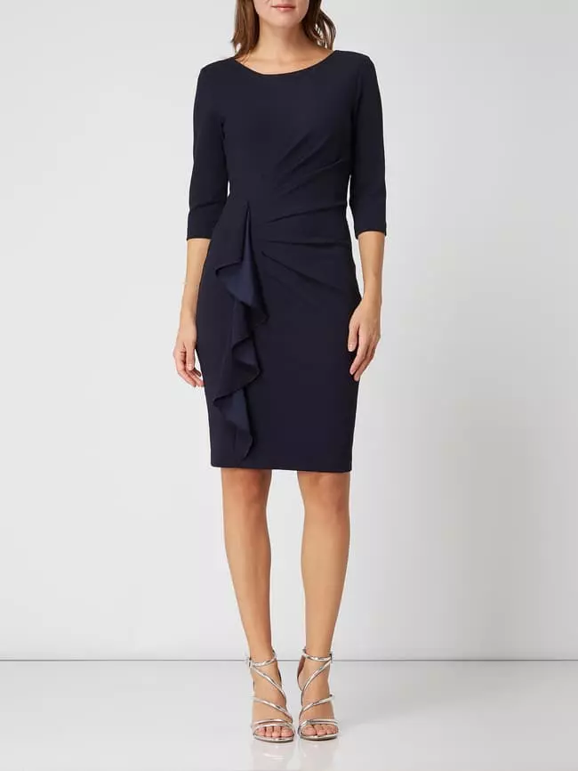 Paradi Cocktailkleid Mit Drapierung Und Volantbesatz - Dunkelblau 3 Paradi Cocktailkleid Mit Drapierung Und Volantbesatz - Dunkelblau