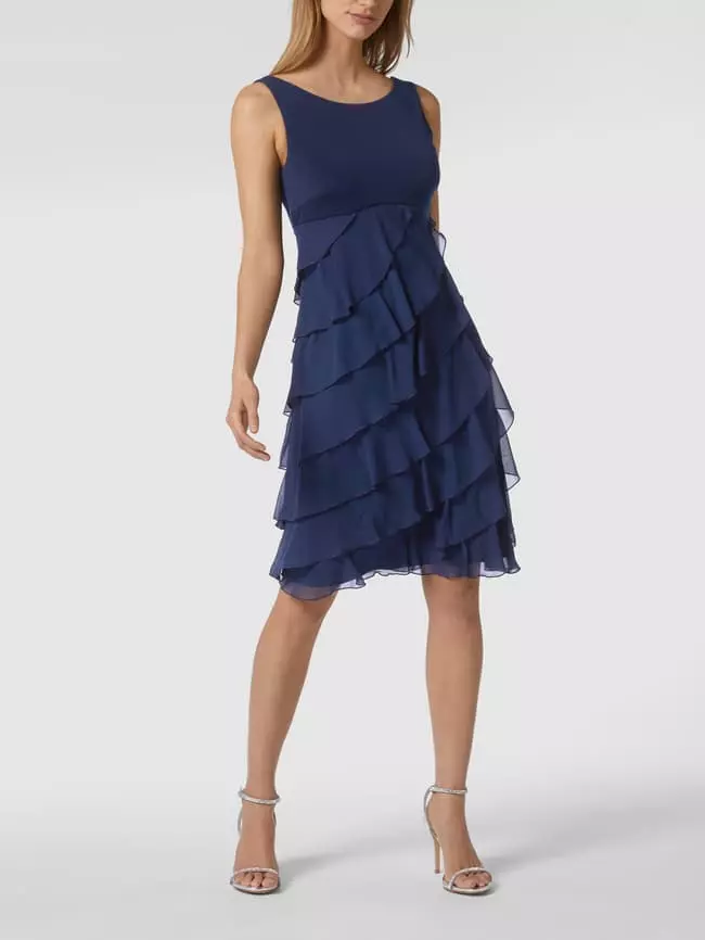 Swing Cocktailkleid Aus Chiffon Im Stufen-Look - Dunkelblau 3 Swing Cocktailkleid Aus Chiffon Im Stufen-Look - Dunkelblau