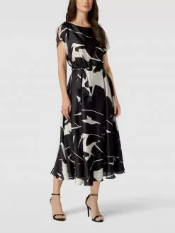 Swing Cocktailkleid Mit Allover-Muster - Schwarz