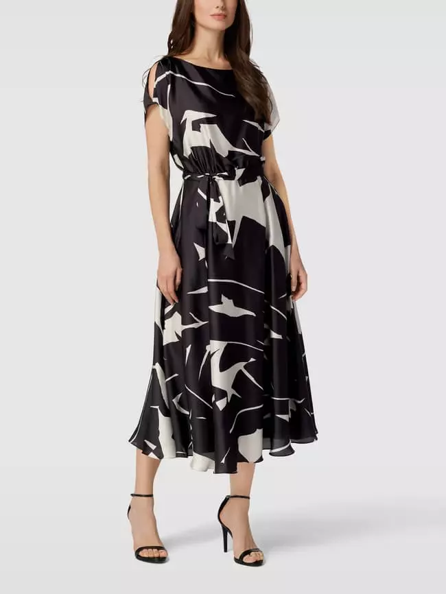 Swing Cocktailkleid Mit Allover-Muster - Schwarz 3 Swing Cocktailkleid Mit Allover-Muster - Schwarz