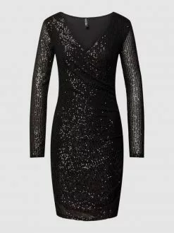 Pieces Cocktailkleid Mit Paillettenbesatz - Schwarz