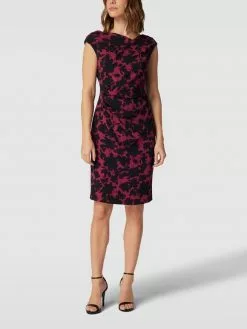 Swing Cocktailkleid Mit Allover-Muster - Bordeaux Rot