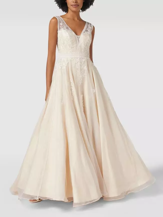 Luxuar Brautkleid Mit Floralen Stickereien - Offwhite 6 Luxuar Brautkleid Mit Floralen Stickereien - Offwhite – Bild 4