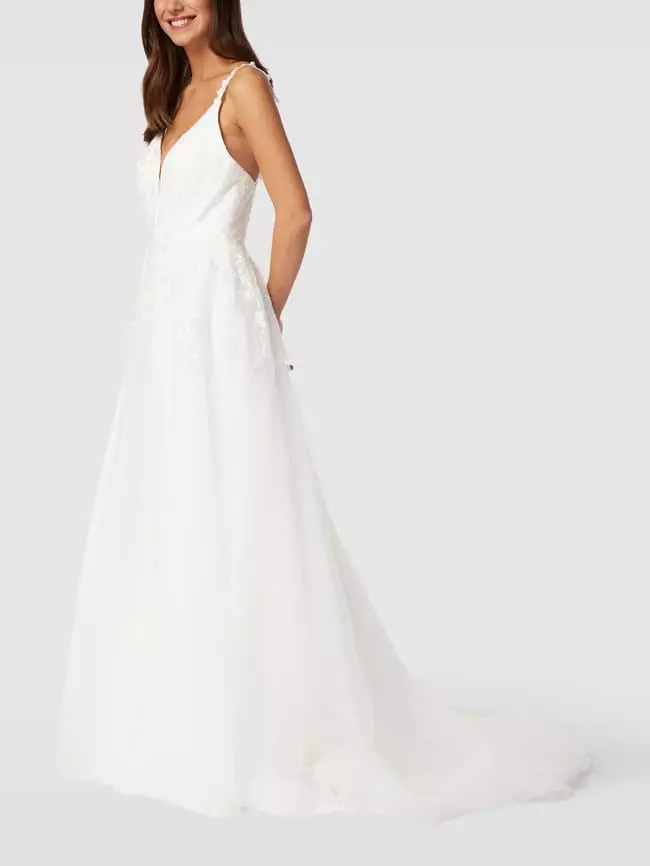 Luxuar Brautkleid Mit Details Aus Spitze - Offwhite 6 Luxuar Brautkleid Mit Details Aus Spitze - Offwhite – Bild 4