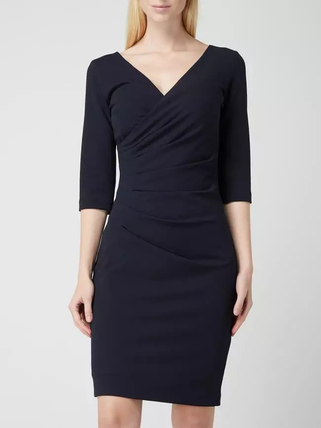 Paradi Cocktailkleid Aus Krepp Mit Drapierten Falten - Dunkelblau 6 Paradi Cocktailkleid Aus Krepp Mit Drapierten Falten - Dunkelblau – Bild 4