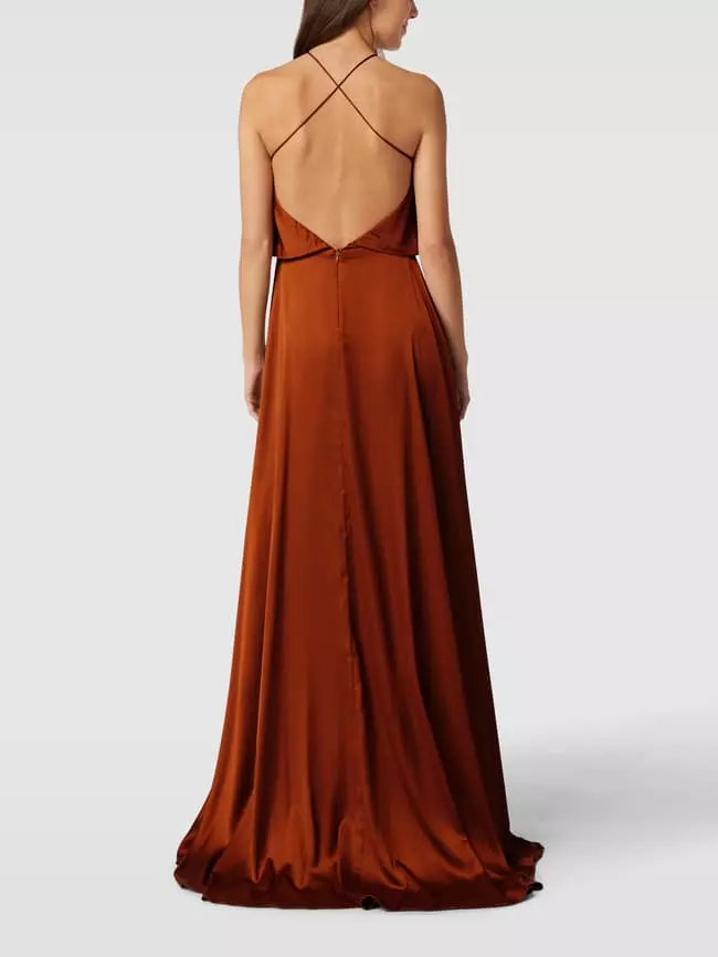 Unique Abendkleid Mit Gehschlitz - Cognac 7 Unique Abendkleid Mit Gehschlitz - Cognac – Bild 5