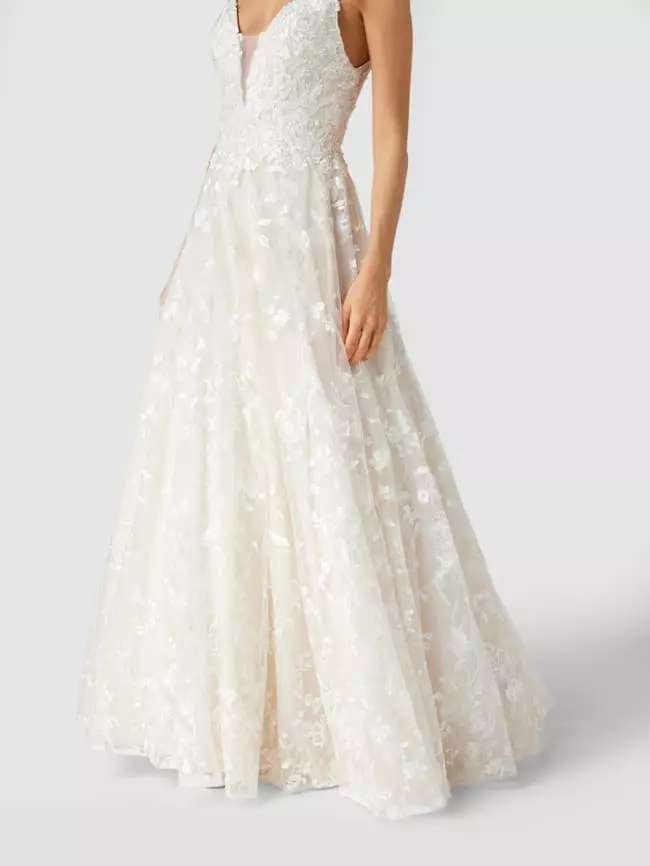 Luxuar Brautkleid Mit Floralen Stickereien - Offwhite 5 Luxuar Brautkleid Mit Floralen Stickereien - Offwhite – Bild 3
