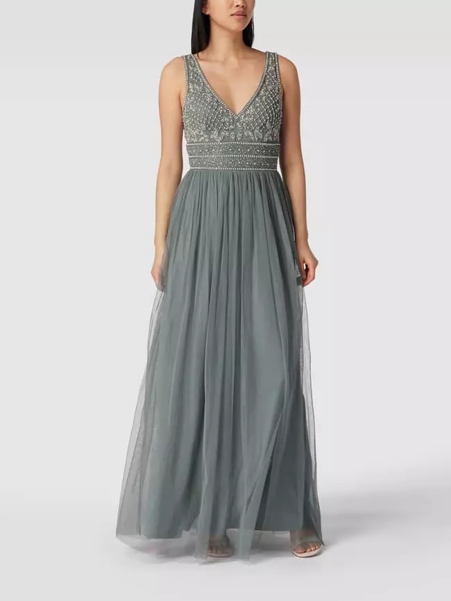 LACE & BEADS Abendkleid Mit Ziersteinen - Dunkelgrau 3 LACE & BEADS Abendkleid Mit Ziersteinen - Dunkelgrau