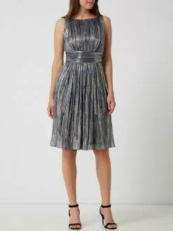 Swing Cocktailkleid Mit Effektgarn - Metallic Blau