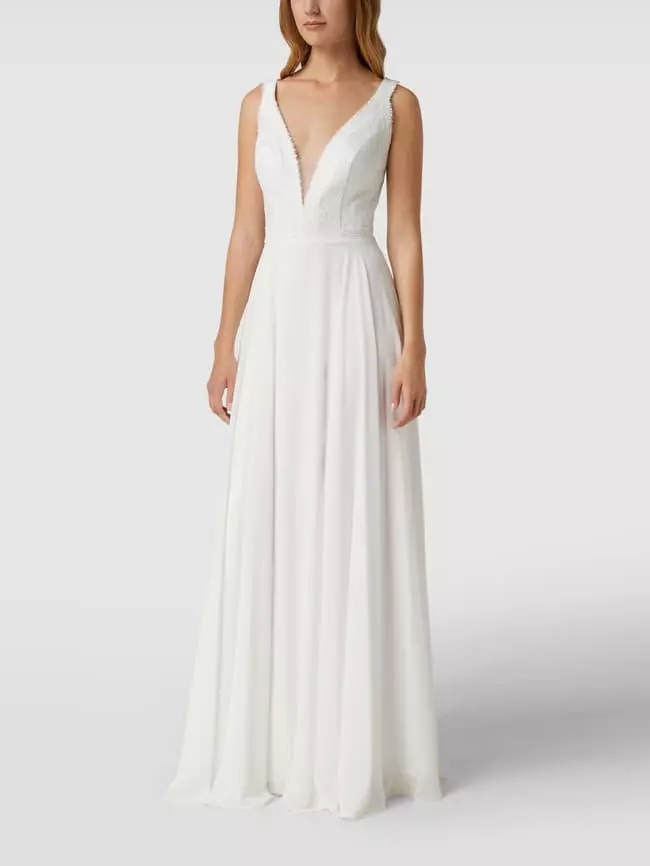 Luxuar Brautkleid Mit Floralen Stickereien - Offwhite 6 Luxuar Brautkleid Mit Floralen Stickereien - Offwhite – Bild 4