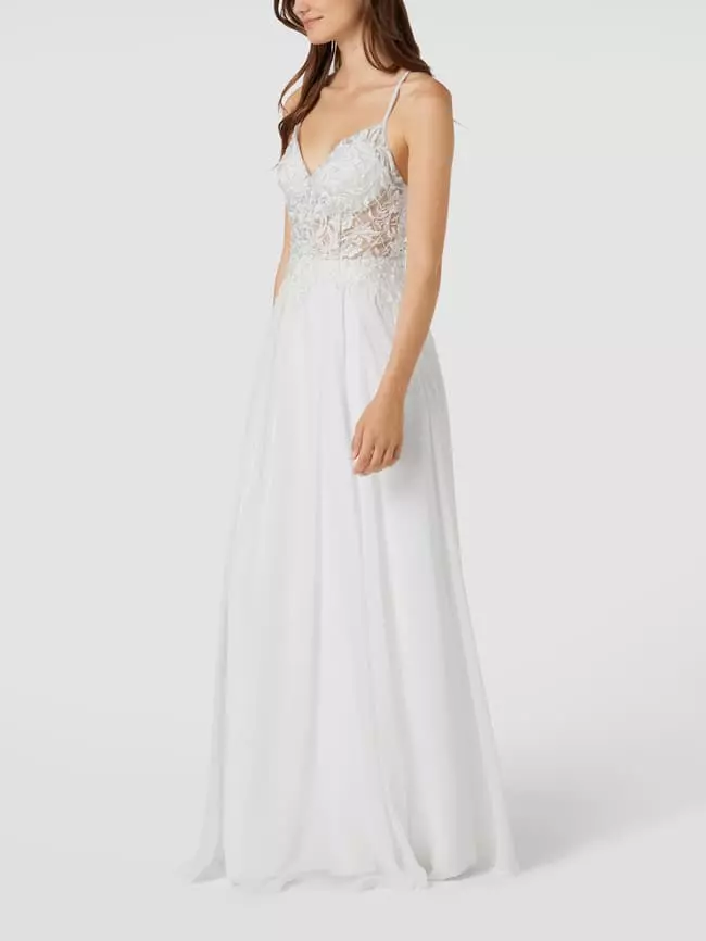 Unique Brautkleid Mit Floralen Stickereien - Weiß 6 Unique Brautkleid Mit Floralen Stickereien - Weiß – Bild 4