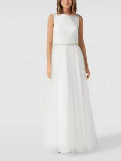 Mascara Abendkleid Mit Zierbesatz - Weiß