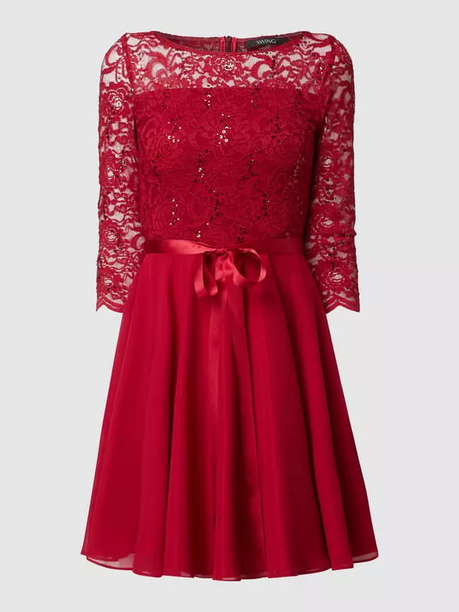 Swing Cocktailkleid Aus Häkelspitze Modell 'STAMM' - Bordeaux Rot 4 Swing Cocktailkleid Aus Häkelspitze Modell 'STAMM' - Bordeaux Rot – Bild 2