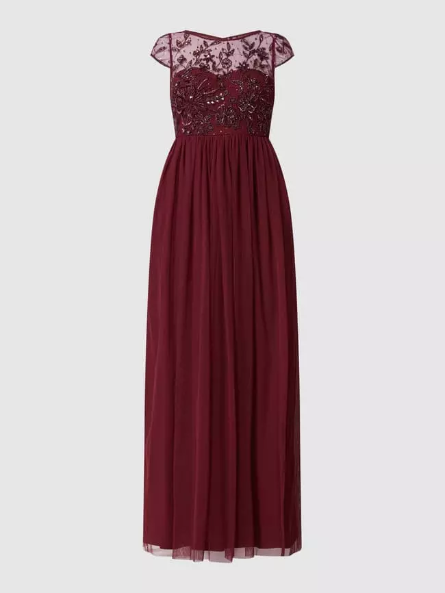 Christian Berg Cocktail Abendkleid Mit Stickereien - Kirschrot Meliert 4 Christian Berg Cocktail Abendkleid Mit Stickereien - Kirschrot Meliert – Bild 2