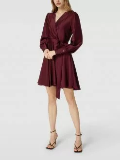 Swing Cocktailkleid Mit Taillengürtel - Bordeaux Rot