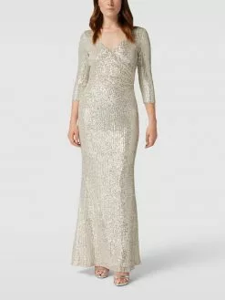 Christian Berg Cocktail Abendkleid Mit Paillettenbesatz - Sand