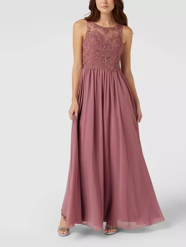 Laona Abendkleid Mit Ziersteinen Und Floralen Stickereien - Altrosa 3 Laona Abendkleid Mit Ziersteinen Und Floralen Stickereien - Altrosa