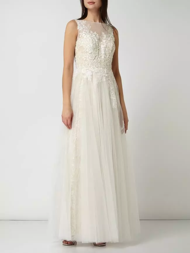 Luxuar Brautkleid Aus Mesh Mit Floralen Stickereien - Offwhite 3 Luxuar Brautkleid Aus Mesh Mit Floralen Stickereien - Offwhite