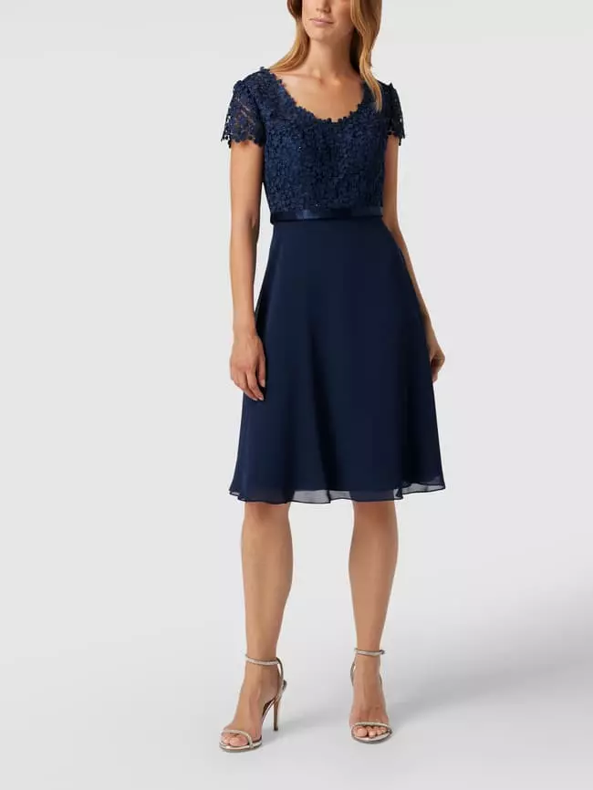 Luxuar Cocktailkleid Mit Ziersteinen Und Floralen Stickereien - Dunkelblau 3 Luxuar Cocktailkleid Mit Ziersteinen Und Floralen Stickereien - Dunkelblau